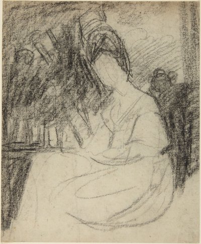 Porträttskiss av en sittande kvinna av George Romney