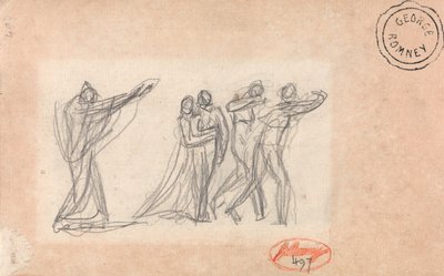 Möjligen en figur som uttalar en förbannelse över en grupp av George Romney