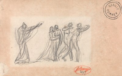Kanske en figur som uttalar en förbannelse över en grupp av George Romney