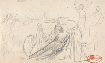 Liggande figur med barn och andra figurer av George Romney