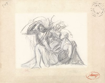 Liggande kvinna och andra figurer (grafit på papper) (se 153910) av George Romney