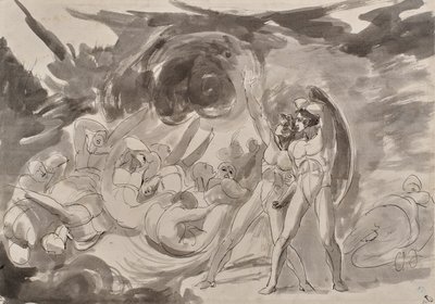 Satan betraktar de fallna änglarna av George Romney