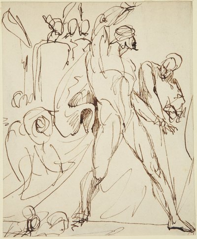 Skiss till rollfiguren Macbeth i bankettscenen ur ”Macbeth” av George Romney