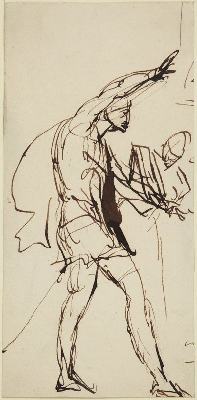 Skiss till rollfiguren Macbeth i bankettscenen ur ”Macbeth” av George Romney