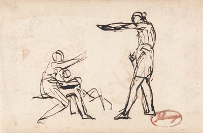 Stående figur som hotar en mor och ett barn av George Romney