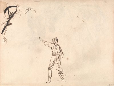 Stående figur med upplyft arm, möjligen Macbeth av George Romney