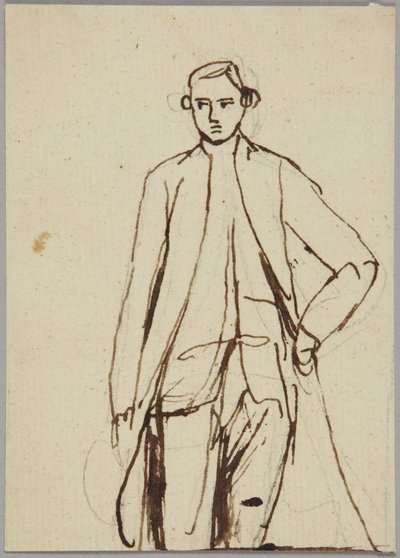 Stående manlig figur, vänster hand på höften, porträttstudie av George Romney