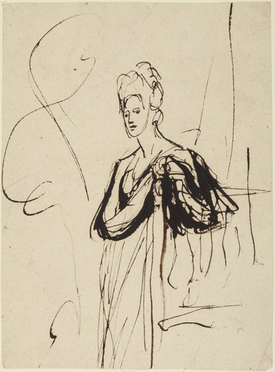 Stående kvinnlig figur, halvfigur av George Romney