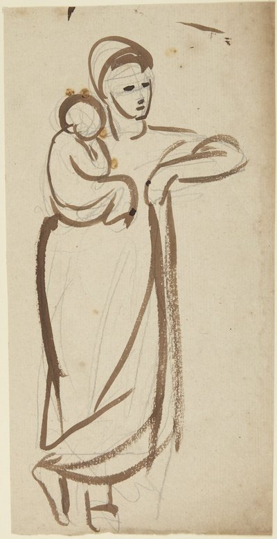 Stående kvinnlig figur som håller ett barn av George Romney