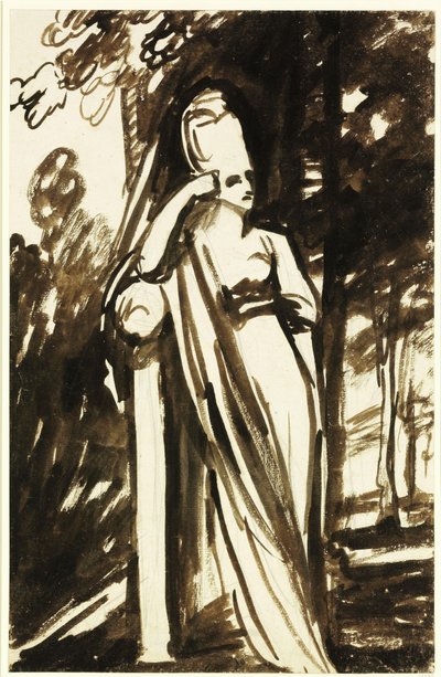 Stående kvinna vid en stele av George Romney