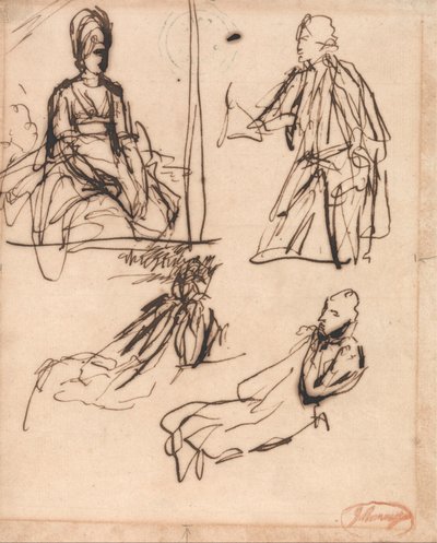 Studier till porträtt av en man och en kvinna av George Romney