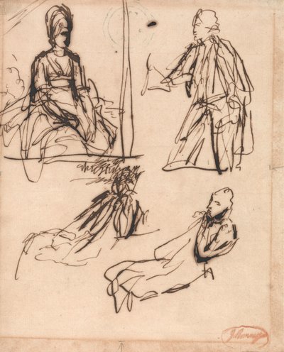Studier till porträtt av en man och en kvinna av George Romney
