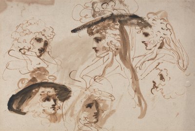 Studier för en dams huvud (Studier av en kvinnas huvud) av George Romney
