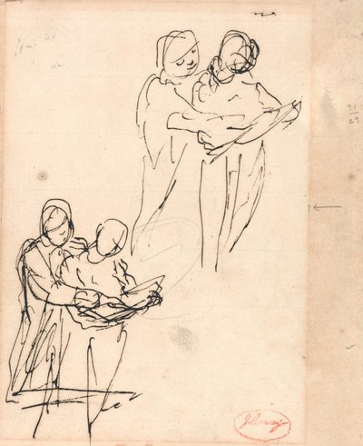 Studier av barn som tittar i en bok av George Romney