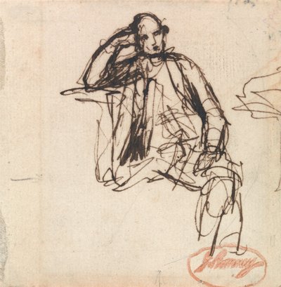 Studie till ett porträtt av en sittande man av George Romney