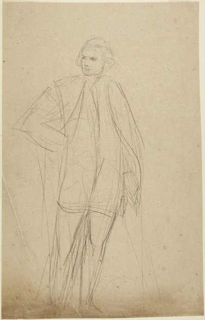 Studie till ett helfigurporträtt av en man i mantel av George Romney
