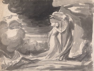 Studie till skeppsbrotsscenen, ”Stormen”: Prospero och Miranda av George Romney