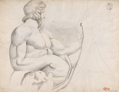 Studie av skulpturen föreställande floden Tibers gudom av George Romney