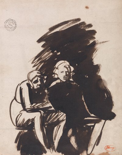 Studie av två figurer av George Romney