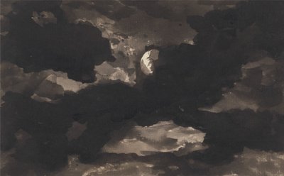 Studie av en molnig månbelyst himmel av George Romney