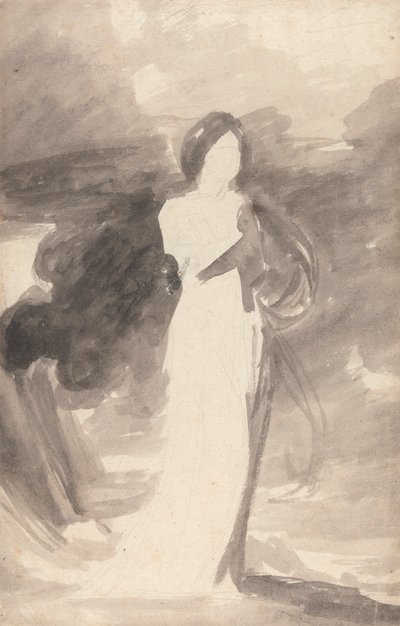 Studie av en kvinna som står av George Romney