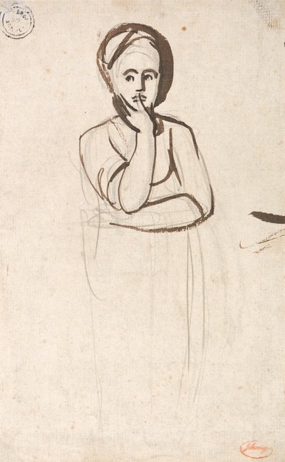 Studie av en eftertänksam kvinna av George Romney