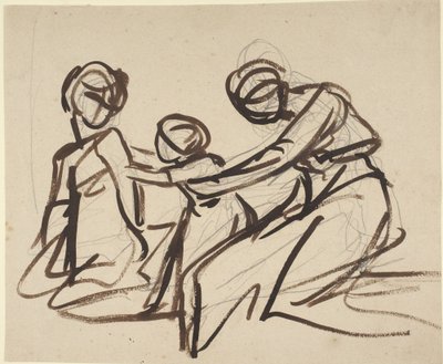 Studie av två sittande kvinnor med ett barn av George Romney