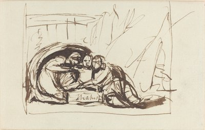Spädbarnet Shakespeare vårdas av komedi och tragedi av George Romney