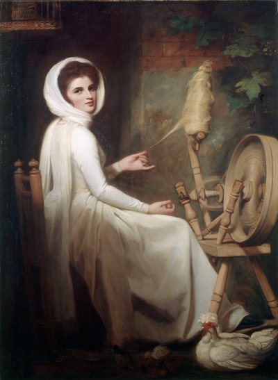 Spinstress Lady Emma Hamilton vid Spinning Wheel av George Romney