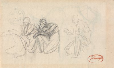 Tre knäböjande figurer av George Romney