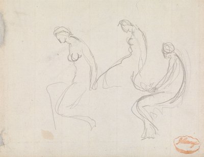 Tre studier av en sittande kvinna av George Romney
