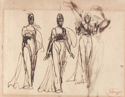 Tre studier av en stående kvinna, möjligen Circe av George Romney