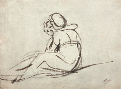 Två barn som omfamnar varandra av George Romney