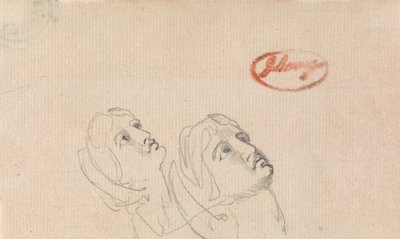 Två huvuden som blickar uppåt av George Romney