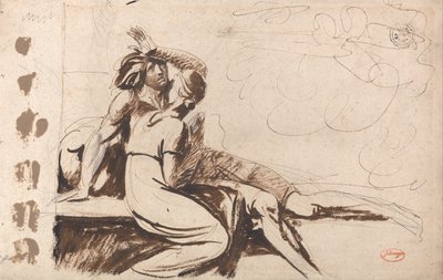 Två älskande (man som vaknar upp ur en dröm) av George Romney