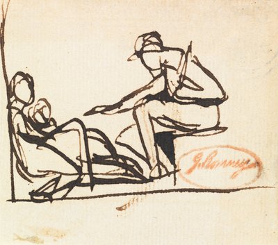 Två sittande figurer av George Romney