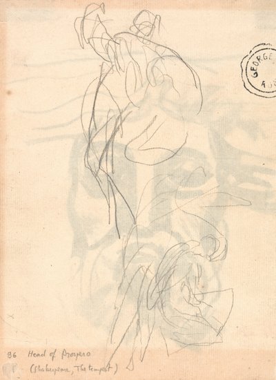 Två studier, en man som bär en kropp och en knäböjande kvinna av George Romney