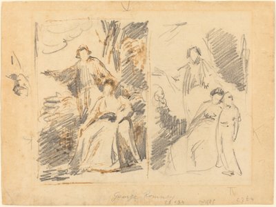Två studier för ett porträtt av familjen Warren av George Romney