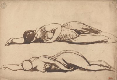 Två studier av en liggande kvinna, möjligen Santa Cecilia av George Romney
