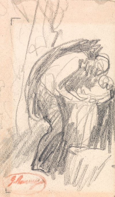 Oidentifierad person: En man med ett barn av George Romney