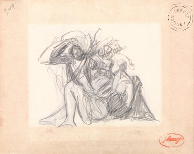 Oidentifierat motiv: Liggande kvinna och andra figurer av George Romney