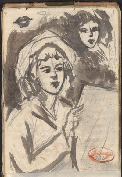 Läsande kvinna och ansiktsstudie av George Romney