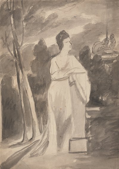Kvinna vid en pelare av George Romney