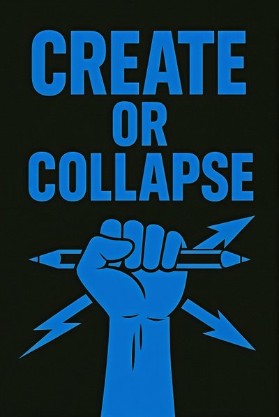 CREATE OR COLLAPSE, 2025 (akryl på duk) av George Rosaly