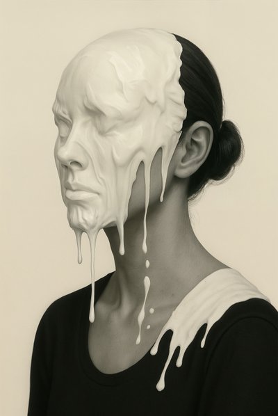 Echo in Ivory, 2025 (akryl på duk) av George Rosaly