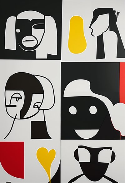 Faces of Renewal, 2024 (Akryl på duk) av George Rosaly