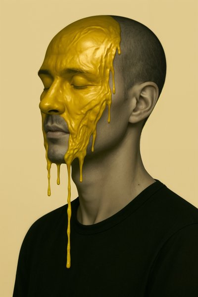 Golden Static, 2025 (akryl på duk) av George Rosaly