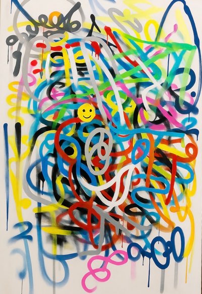 Mind Folded, 2025 (akryl på duk) av George Rosaly