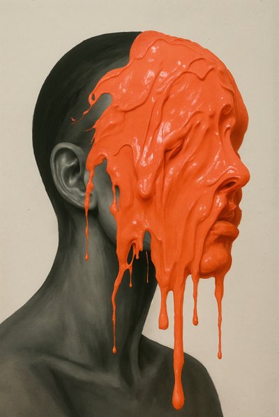 Molten Silence, 2025 (akryl på duk) av George Rosaly