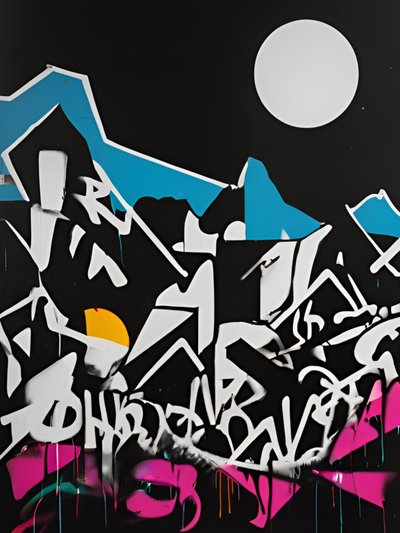 Månbelyst Metropolis, 21:a århundradet (målning) av George Rosaly